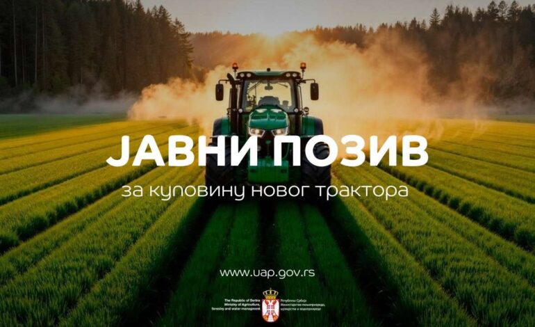  RASPISAN JAVNI POZIV ZA NABAVKU NOVOG TRAKTORA ZA 2025. GODINU